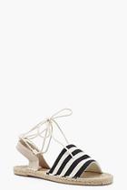 Boohoo Ruby Canvas Striped Ankle Wrap Espadrille Flats