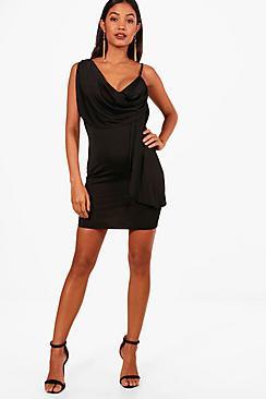 Boohoo Krissy Strappy Drape Bodycon Dress