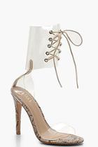 Boohoo Clear Cuff Heeled Sandals