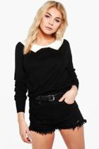 Boohoo Niamh Shirt Collar Jumper Black