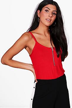 Boohoo Evie Basic Zip Front Cami