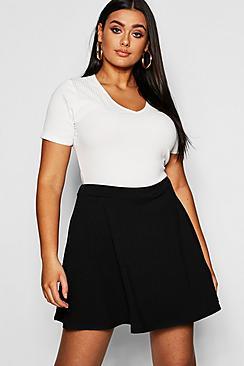 Boohoo Plus Rib Skater Skirt