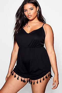 Boohoo Plus Tanya Tassel Detail Playsuit