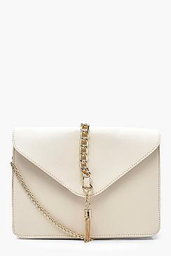 Boohoo Crosshatch Chain & Tassel Cross Body