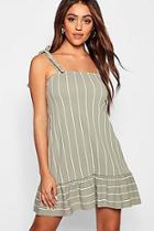 Boohoo Stripe Peplum Hem Shift Dress