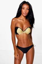 Boohoo Iris Black & Gold Moulded Cup Bandeau Gold