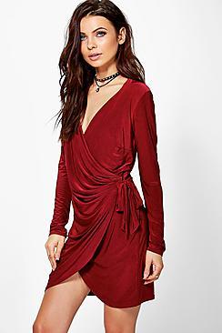 Boohoo Madeline Drape Knot Detail Bodycon Dress