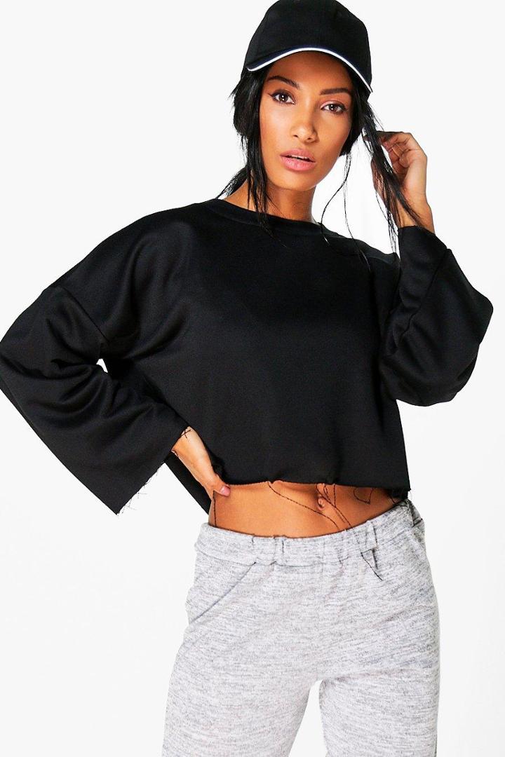 Boohoo Elizabeth Fit Running Crop Sweat Black