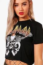 Boohoo Avery Lace Up Def Leppard T-shirt