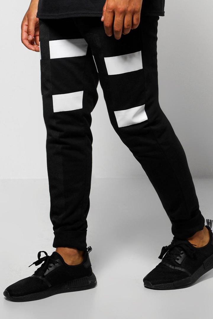 Boohoo Skinny Fit Colour Block Joggers With Tape Black