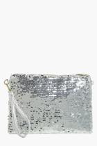 Boohoo Natasha Two Way Sequin Clutch Silver