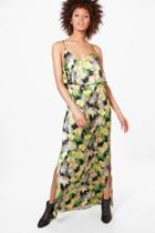 Boohoo Hedda Tropical Double Layer Maxi Dress Multi