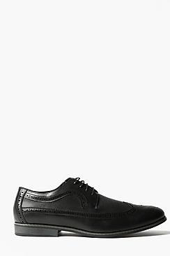 Boohoo Black Textured Brogues With Perforated Detail