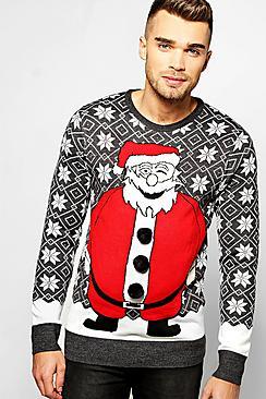 Boohoo Santa Padded Effect Christmas Jumper