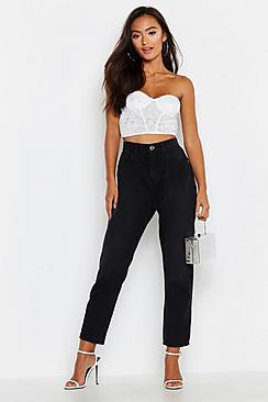 Boohoo Petite Washed Black Boyfriend Jean