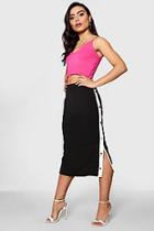Boohoo Erin Popper Side Midi Skirt