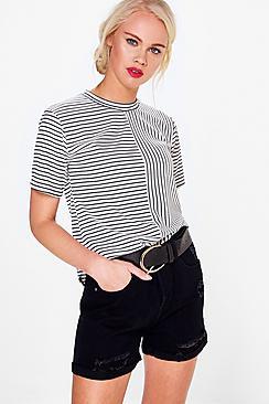Boohoo Hetty High Rise Mom Denim Shorts