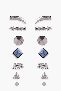 Boohoo Lola Mixed Stud Earring 7 Pack