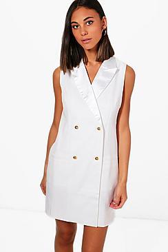 Boohoo Grace Sleeveless Double Breasted Tux Dress