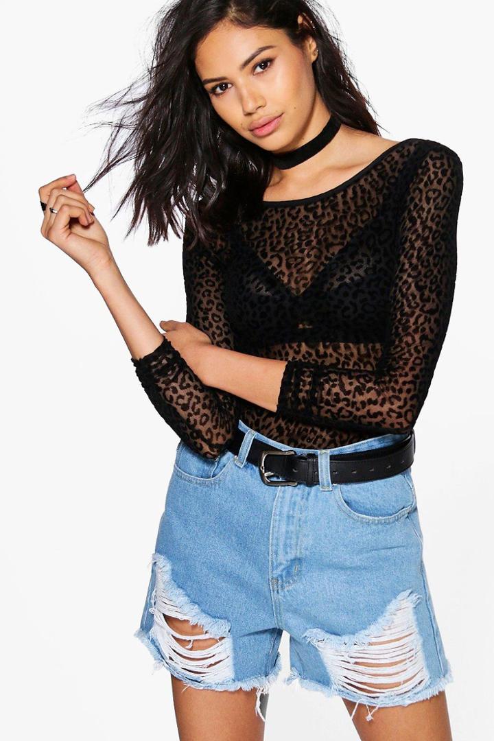 Boohoo Lucy Ladder Distressed Denim Mom Shorts Blue