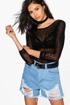 Boohoo Lucy Ladder Distressed Denim Mom Shorts Blue