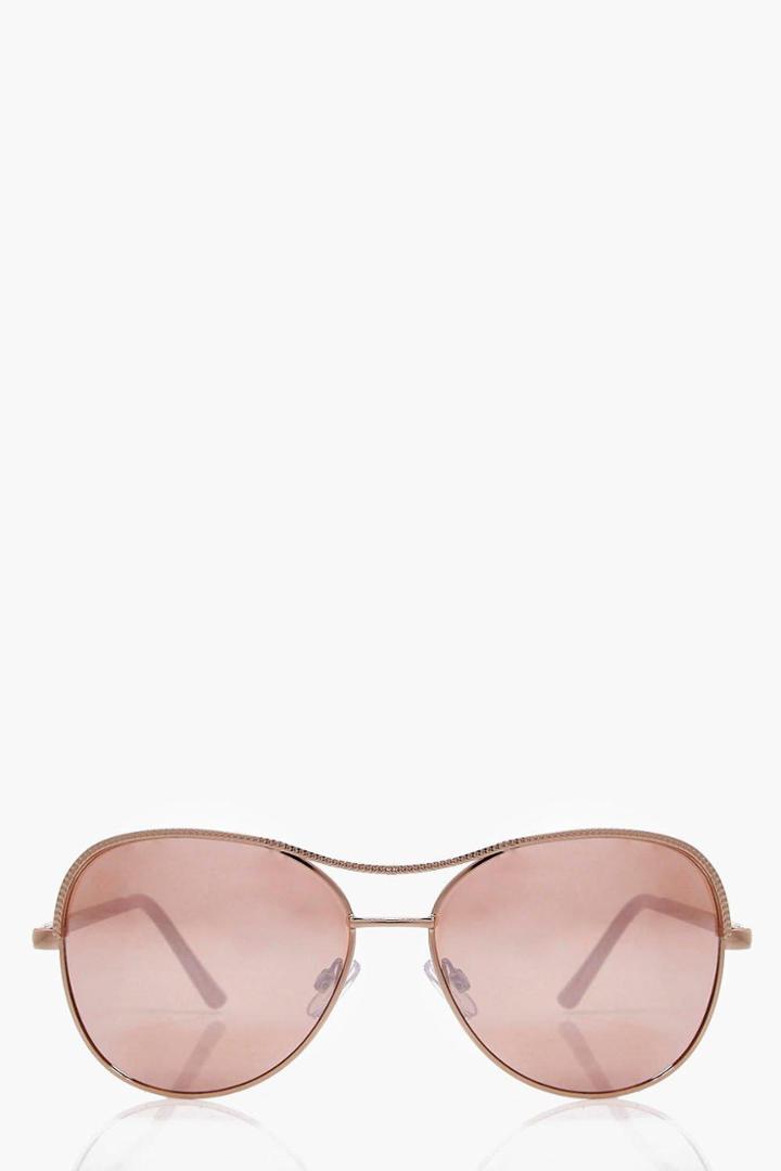 Boohoo Georgia Textured Gold Bar Aviator Sunglasses Gold