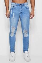 Boohoo Skinny Fit Rigid Jeans With Distressing