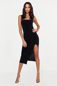 Boohoo Tall Square Neck Bodycon Midi Dress