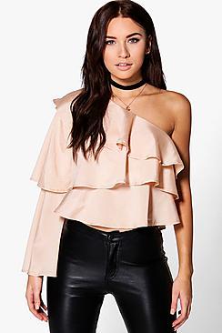 Boohoo One Shoulder Ruffle Top