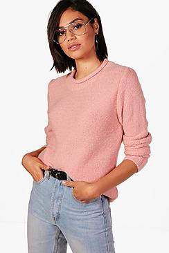 Boohoo Loose Stitch Curve Neck Jumper