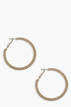 Boohoo Twisted Chain Link Hoop Earrings