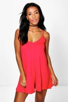 Boohoo Daisie Strappy Swing Playsuit Red