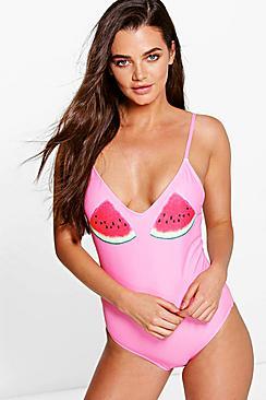 Boohoo Santiago Watermelon Placement Swimsuit