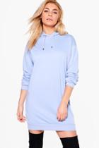 Boohoo Katie Long Sleeved Hood Sweat Dress Bluebell