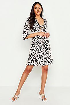 Boohoo Tall Front Ruffle Shift Dress