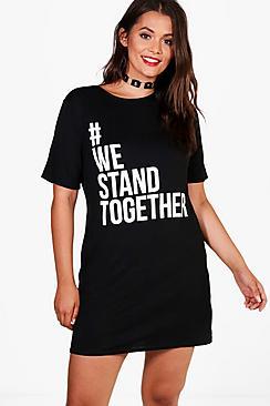 Boohoo Charity Plus 'we Stand Together' T Shirt Dress