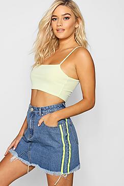 Boohoo Reflective Stripe Denim Skirt
