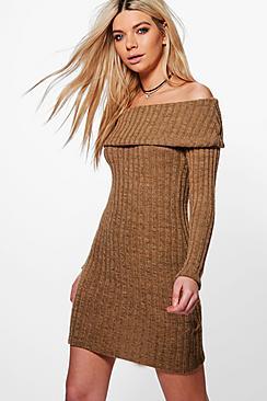 Boohoo Caroline Off The Shoulder Jumper Dress