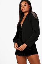 Boohoo Jessica Embellished Shoulder Blazer