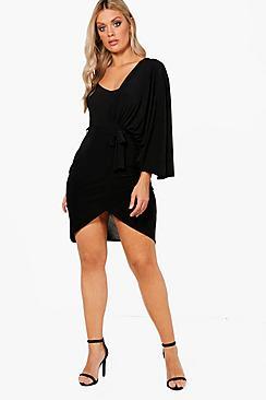 Boohoo Plus Anthea Batwing One Shoulder Dress