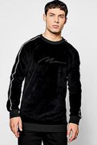 Boohoo Man Signature Velour Sweater With Piping