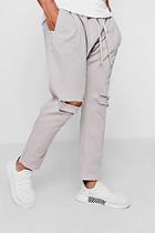 Boohoo Tapered Fit Drawstring Chino With Ripped Knee