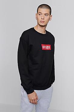 Boohoo Oversized Off Side Box Logo Print Sweatshirt
