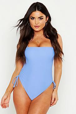 Boohoo Square Neck Ruched Side Detail Swimsuit