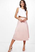 Boohoo Laura Contrast Shell Crop & Midi Skirt Co-ord Set