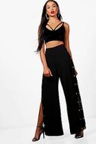 Boohoo Popper Side Wide Leg Trousers