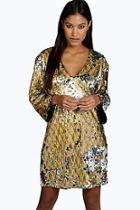 Boohoo Boutique Hazel Multi Sequin V Neck Shift Dress