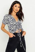 Boohoo Woven Leopard Ruched Crop