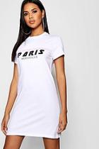 Boohoo Gianna Paris Slogan T Shirt Dress