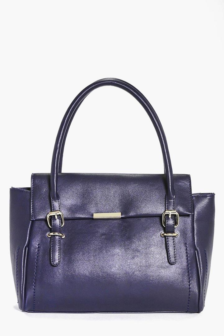 Boohoo Ruby Structured Metal Detail Day Bag Navy